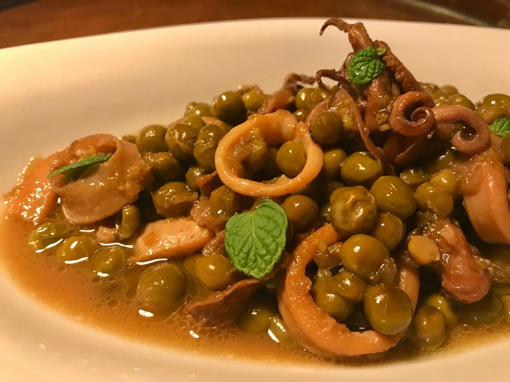 Green peas with Squid and mint by Cook and Taste